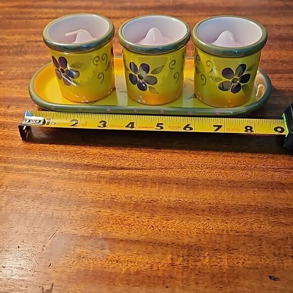 Partylite ceramic 4 piece candle holder set with candles. - Picture 5 of 5